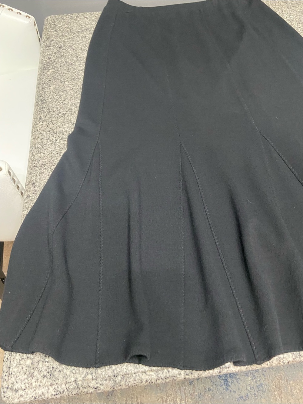 EILEEN FISHER Womens Long Black Trumpet Skirt Italian Wool Blend Flare Maxi L - Picture 5 of 15